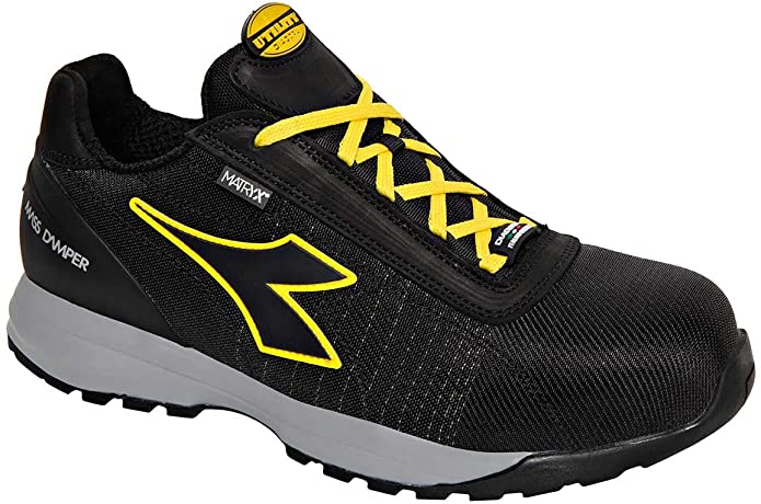 diadora glove mds matryx low safety shoes s3 hro src with reinforced fibre fabric and mass damper technology black size: 3 uk - a photo