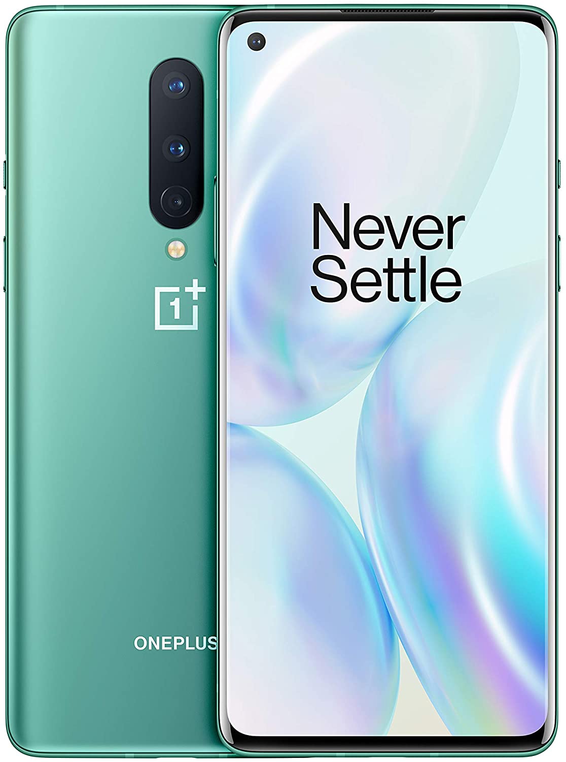 oneplus 8 5g 12gb ram 256gb uk sim-free smartphone with triple camera, dual sim and alexa built-in glacial green - 2 years warranty, glacial green - a photo