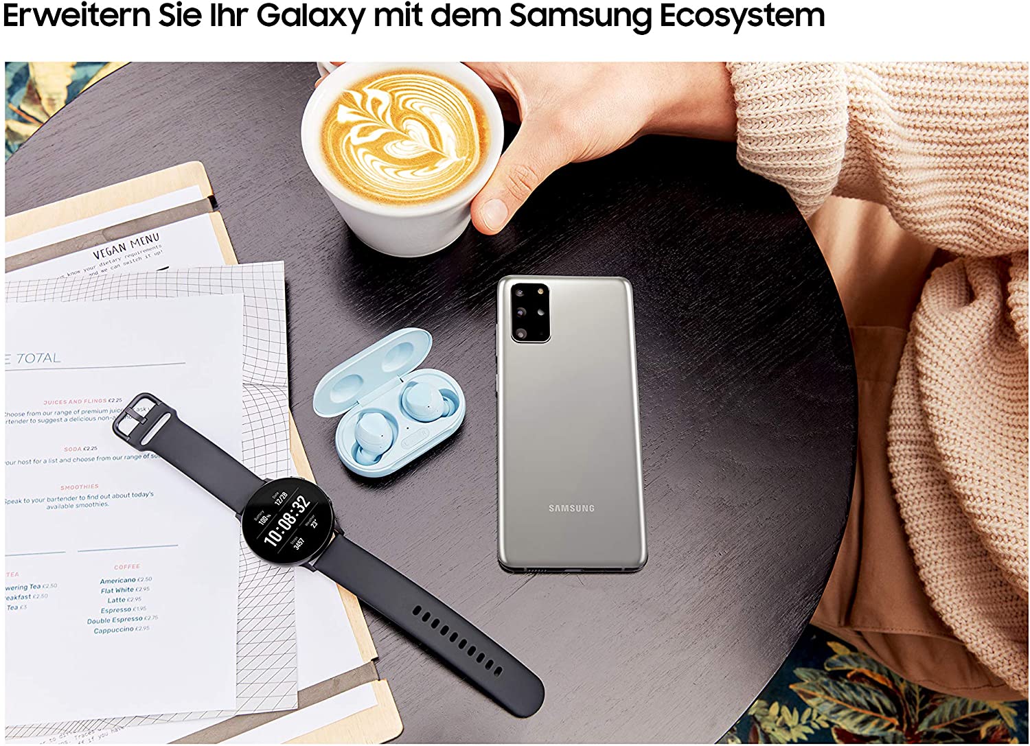 samsung galaxy s20+ smartphone bundle, hybrid sim, black