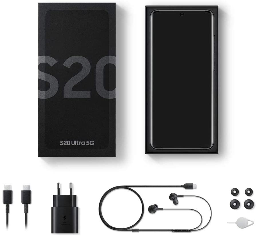 samsung galaxy s20 ultra 5g smartphone bundle, 128 gb, grey