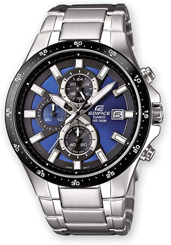 (casio) edifice efr - 519d - 2a men's watch quartz chronograph strap blue dial steel grey - a photo