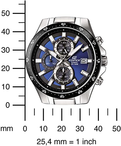 (casio) edifice efr - 519d - 2a men's watch quartz chronograph strap blue dial steel grey