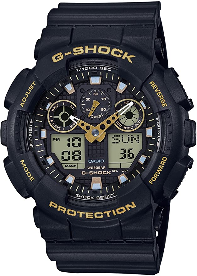 casio g-shock men's analogue digital watch ga-100cf, yellow / black - g-shock - a photo