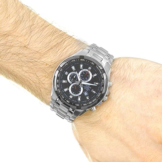 casio men's analogue quartz smart watch with solid stainless steel bracelet ef-539d-1avef