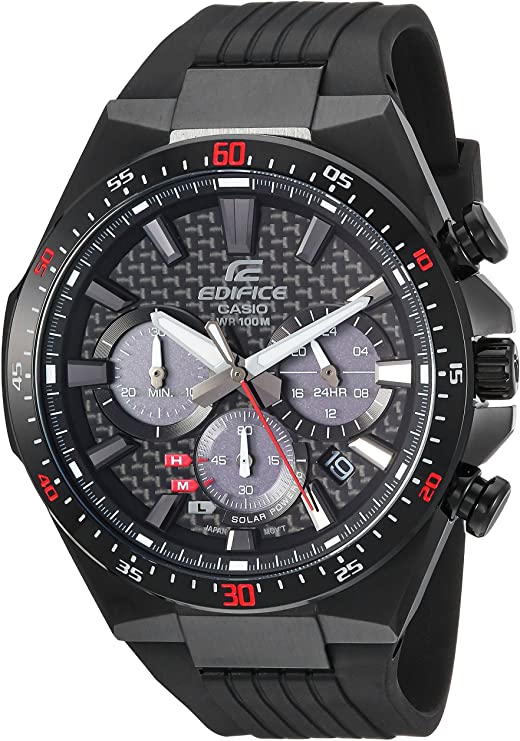 casio men's 'edifice' quartz stainless steel and resin casual watch, colour: black (model: eqs-800cpb-1avcf) - a photo