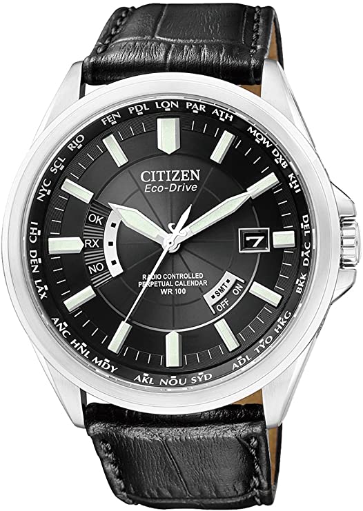 citizen men's quartz watch with black dial analogue display quartz stainless steel cb0010 ratchet wrench - a photo