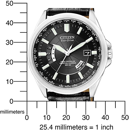 citizen men's quartz watch with black dial analogue display quartz stainless steel cb0010 ratchet wrench
