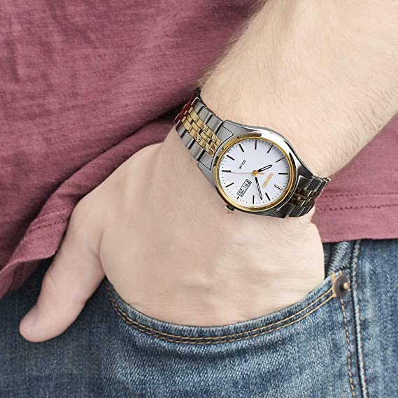 seiko men's analogue quartz watch with stainless steel strap sne032p1
